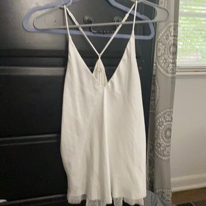 Free People White Tank with Lace Edging